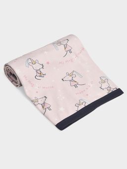 Mi Arcus - 100% Cotton Premium Soft Printed Pink Blanket for Kids (0-12 Months)