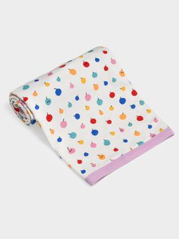 Mi Arcus - 100% Cotton Premium Soft Printed White Blanket for Kids (0-12 Months)