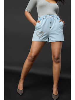 FREAKINS - Crystal Heart Blue Flexible Shorts