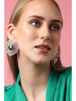 Sohi - Gold Plated Party Designer Stone Black Studs for Women