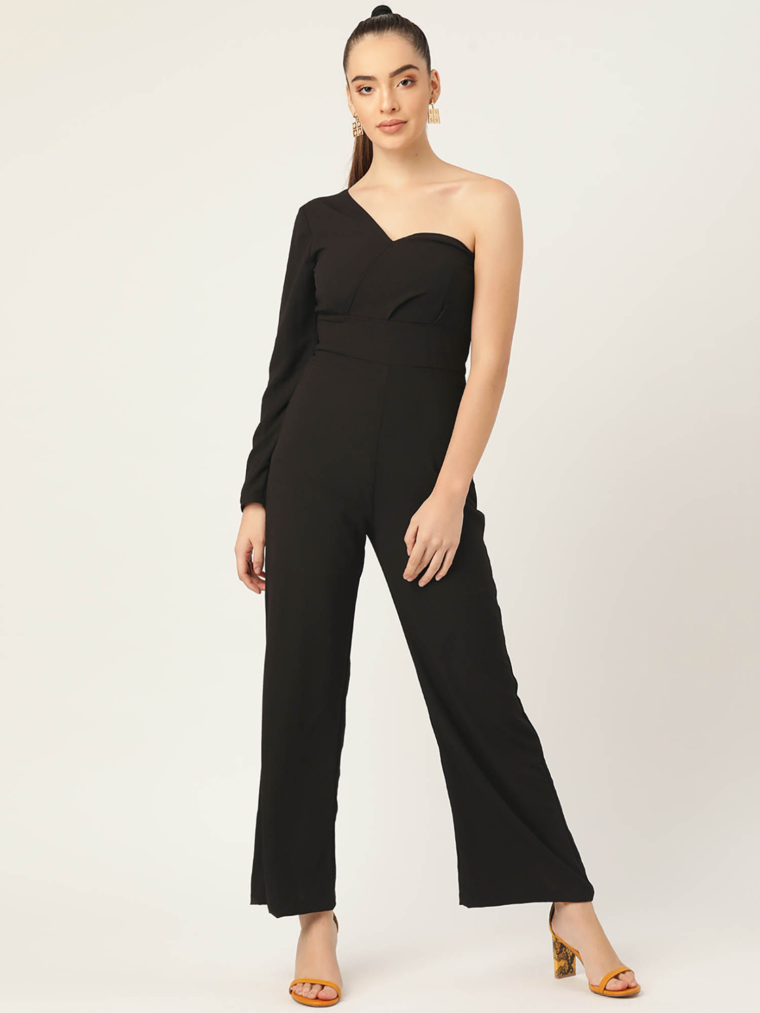 Black One-Shoulder Basic Jumpsuit-picture-38