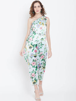 Dodo & Moa - Blue and Green Printed Basic Jumpsuit