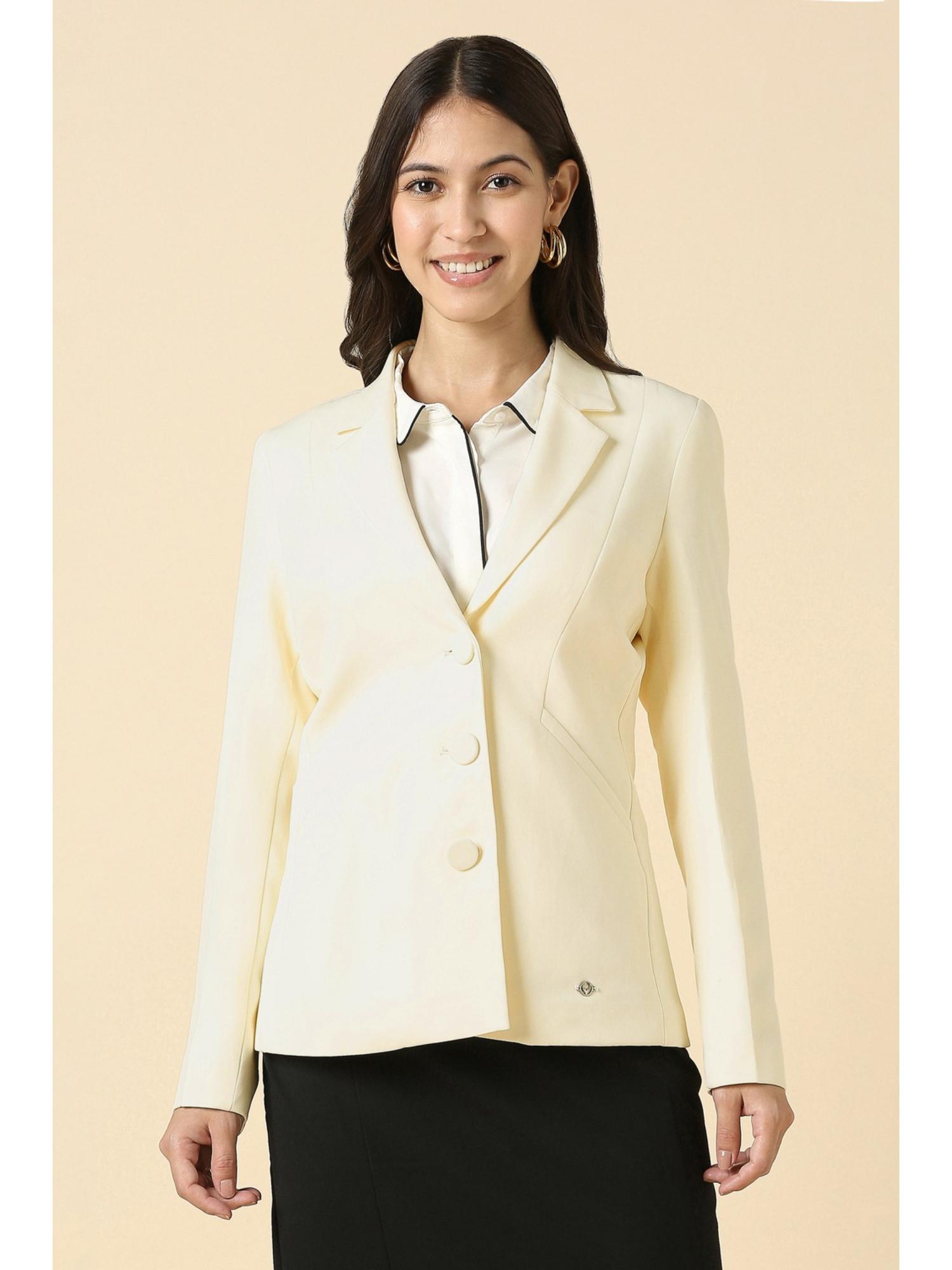 allen solly Womens Cream Solid Blazer-picture-21