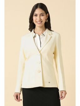Allen Solly - Womens Cream Solid Blazer