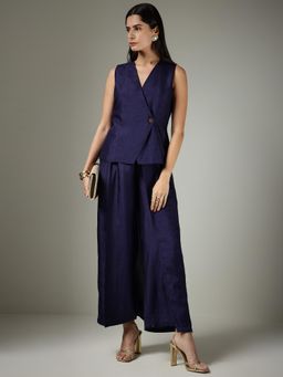 FableStreet - Navy Blue Solid Co-Ord Set