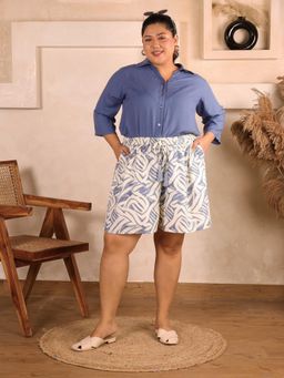 Indietoga Plus Size - Grey Longline Absract Print Rayon Co-Ord Set