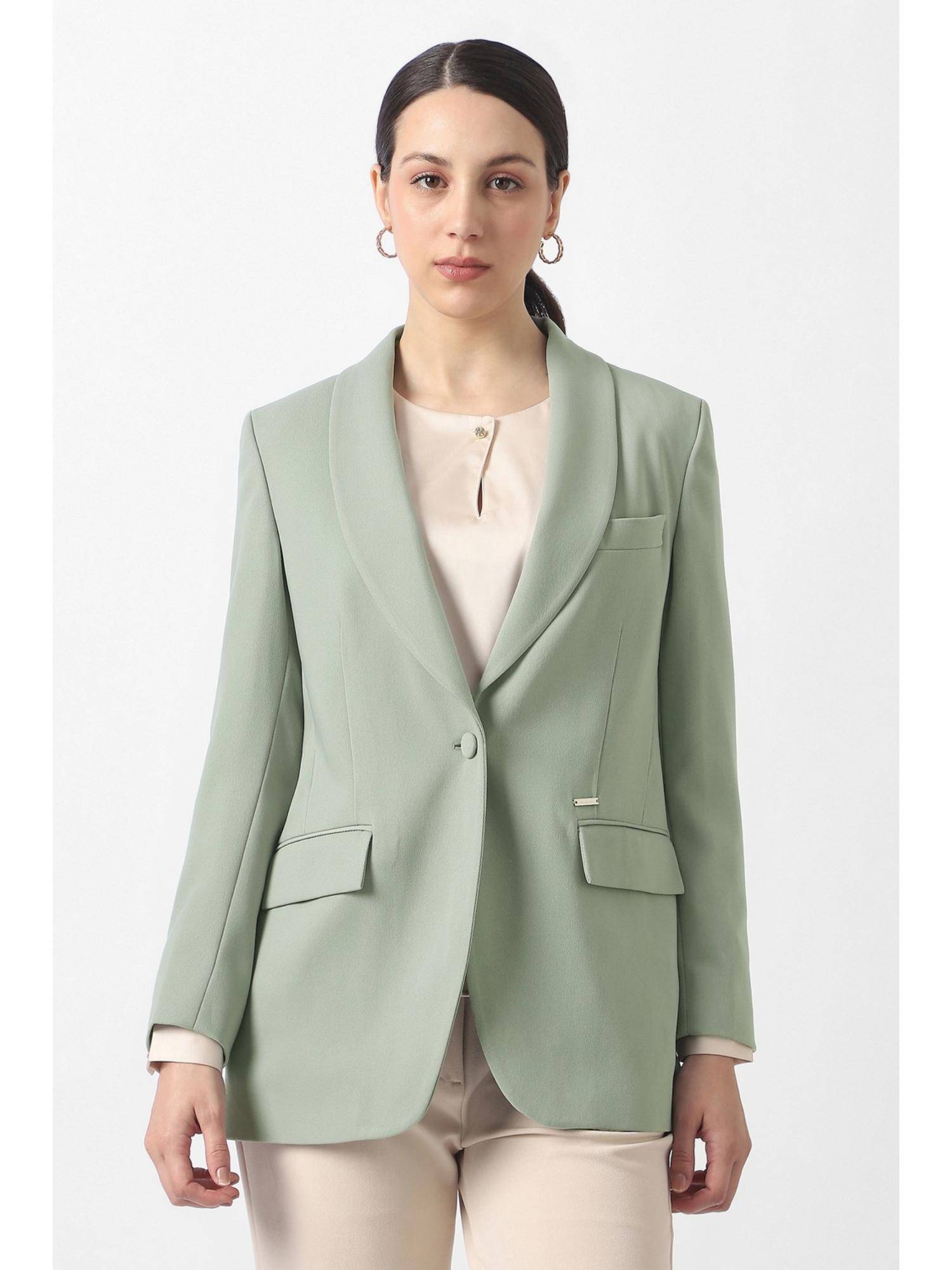 van heusen Womens Green Textured Blazer-picture-14