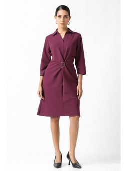 Van Heusen - Womens Maroon Solid Party Knee Length Dress