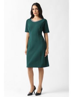 Van Heusen - Womens Green Embellished Party Knee Length Dress