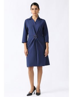 Van Heusen - Womens Blue Solid Party Knee Length Dress