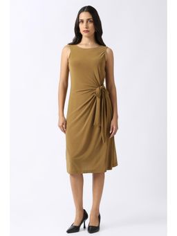 Van Heusen - Womens Olive Solid Casual Knee Length Dress