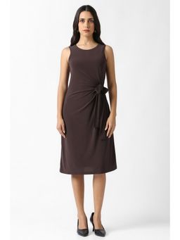 Van Heusen - Womens Brown Solid Casual Knee Length Dress