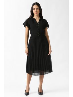 Van Heusen - Womens Black Pleated Party Midi Dress