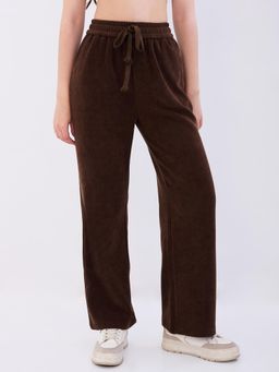 Spykar - Brown High Rise Wide Leg Casual Knit Pant