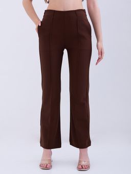Spykar - Brown Mid Rise Boot Cut Fit Casual Knit Pant