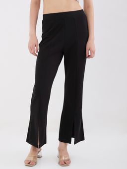 Spykar - Black Mid Rise Boot Cut Fit Casual Knit Pant