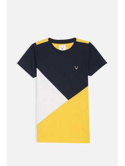 Allen Solly - Boys Multi-Colour Comfortable Fit Colorblock Crew Neck T-Shirt