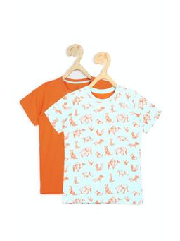 Peter England - Boys Multi-Colour Comfortable Fit Printed Round Neck T-Shirt (Pack of 2)