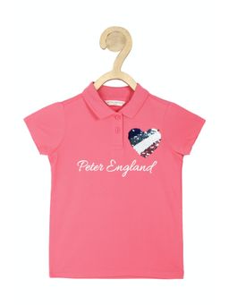 Peter England - Girls Pink Embellished Everyday T Shirt