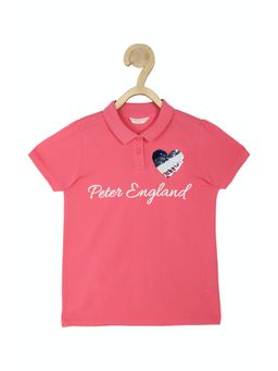 Peter England - Girls Pink Embellished Everyday T Shirt