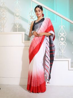 CHARUKRITI - Multi Color Cotton Handwoven Saree with Ikkat Design Unstitched Blouse