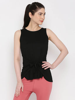 Tuna London - Black Sleeveless Tie-Up Top