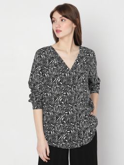 VERO MODA - Women Printed Casual Wear Black Top
