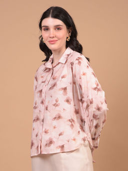 CRIMSOUNE CLUB - Women Pink Floral Print Shirt