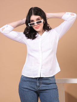 CRIMSOUNE CLUB - Women White Linen Shirt