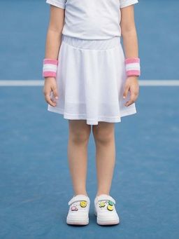 KiddoPanti - Girls Active White Flare Solid Skorts with Inner Stretch Boxer Shorts