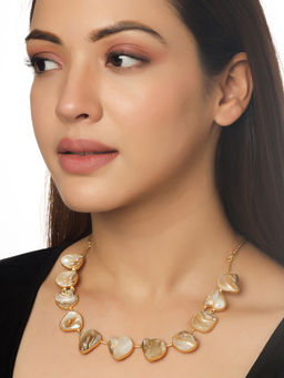 VIRAASI - Gold Toned Raw Stone Necklace for Women