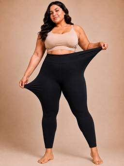 Secrets By ZeroKaata - Black Women Plus Size Solid Winter Fur Ankle Length Stockings
