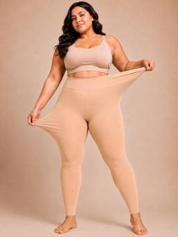 Secrets By ZeroKaata - Nude Women Plus Size Solid Winter Fur Ankle Length Stockings