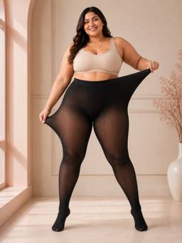 Secrets By ZeroKaata - Black Women Solid Dual Tone Winter Fur Pantyhose Stockings