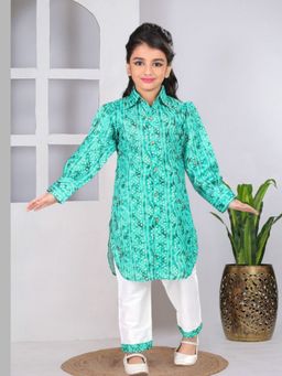 Pehanaava - Cotton Printed Front Opent Collar Punjabi Salwar Suits (Set of 2)