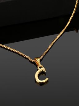 Estele - Valentine Gift - Gold Plated Initial C Letter Pendant for Women