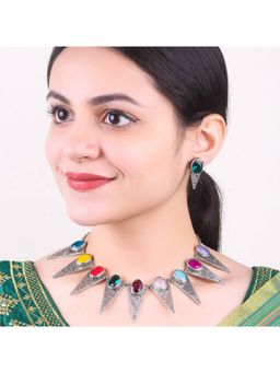 GRIIHAM - Silver Oxidised Plated Elegant Jewellery Set