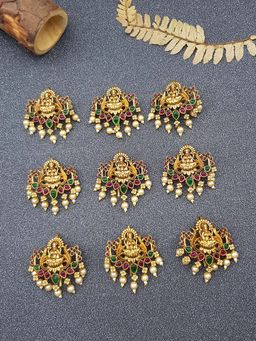 GRIIHAM - Gold Finish Bridal Jadai Billai Hair Pins (Pack Of 9)