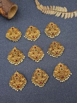 GRIIHAM - Gold Finish Bridal Jadai Billai Hair Pins (Pack Of 9)