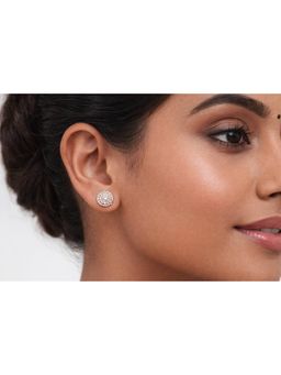 RUHA JEWELS - Minimal Rosegold Diamond Studs Silver Earrings