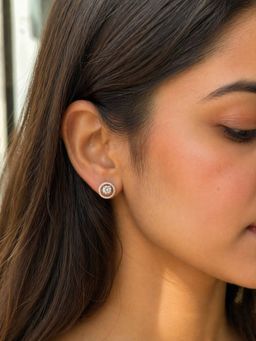 RUHA JEWELS - Blush Aura Rosegold Studs Silver Earrings