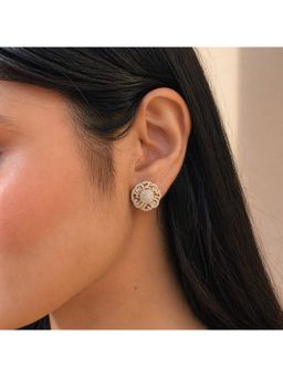 RUHA JEWELS - Crystal Shimmer Rosegold Studs Silver Earrings