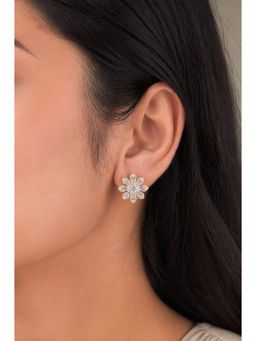 RUHA JEWELS - Chic Diamond Rosegold Studs Silver Earrings