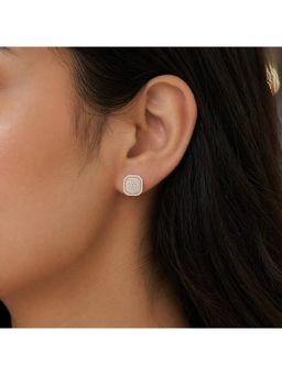 RUHA JEWELS - Dimaond Twinkle Rosegold Studs Silver Earrings