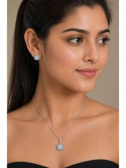 RUHA JEWELS - Cushion Diamond Silver Jewellery Set