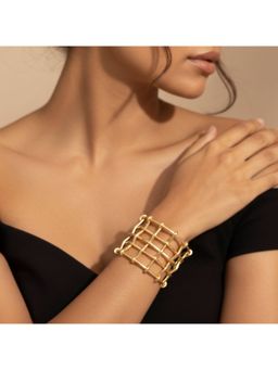 MAASHA - Gold Plated Woven Hand Cuff For Women