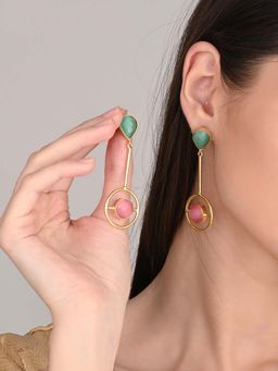 Anvik - Gold Plated Multi-Color Stone Drop Earring