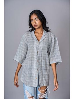 Tanoti - Ruksh Women Grey Checks Cotton Shirt