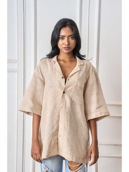 Tanoti - Sutra Women Beige Checks Cotton Shirt