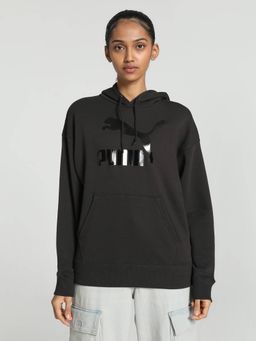Puma - Classics Shiny Logo Women Black Hoodie